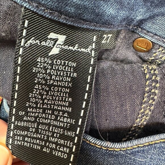 Seven For All Mankind The Ankle Skinny Jeans Women's Sz 27 Blue Slit Ankle - Picture 9 of 9